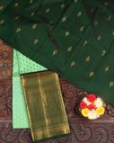 Green Handwoven Kanjivaram Silk Pavadai and Dupatta T3872301