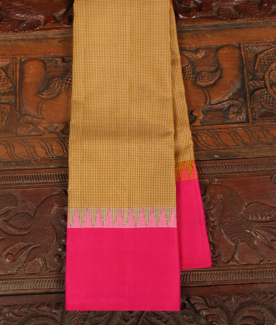 Grey and Yellow Handwoven Kanjivaram Silk Saree T404635-image