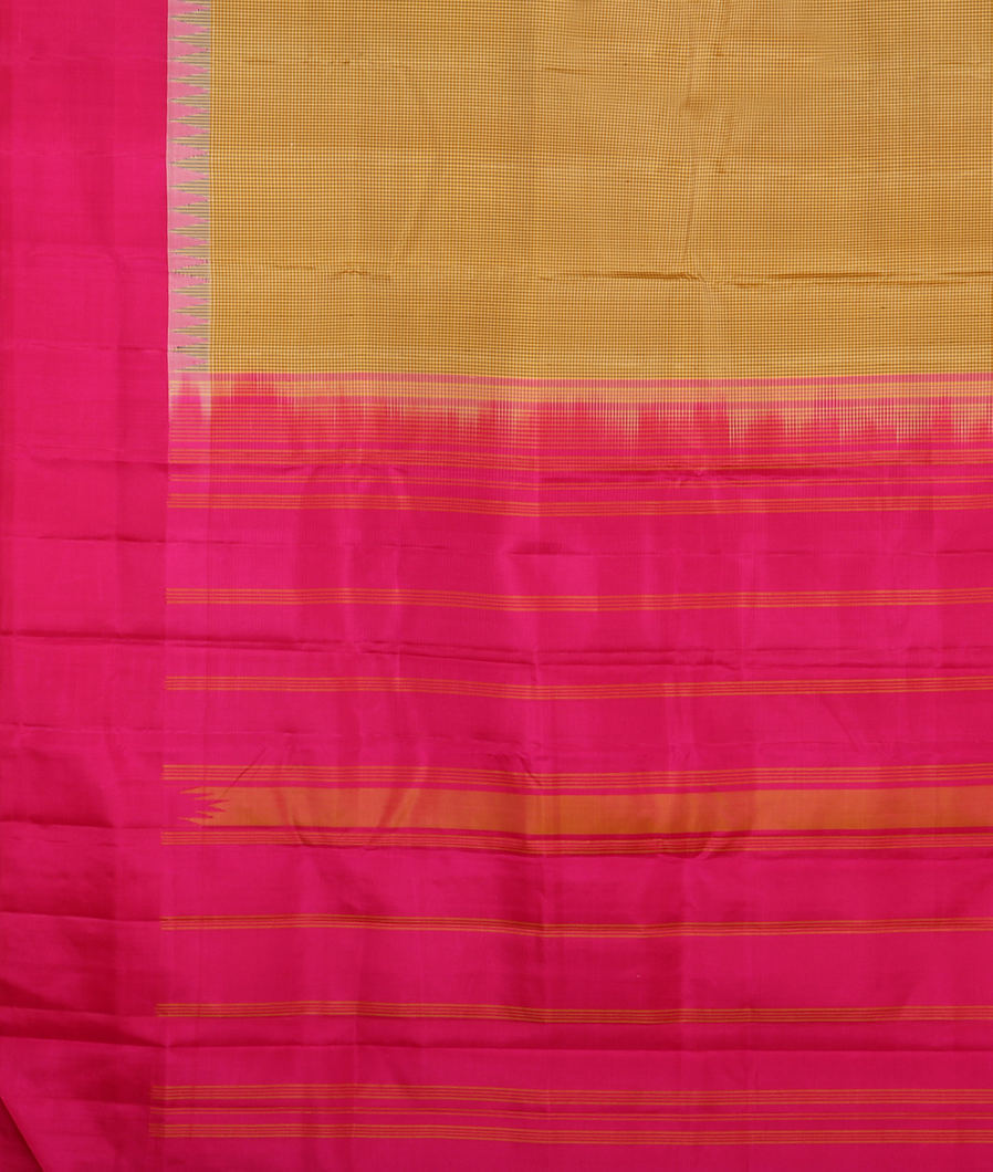 Grey and Yellow Handwoven Kanjivaram Silk Saree T4046354