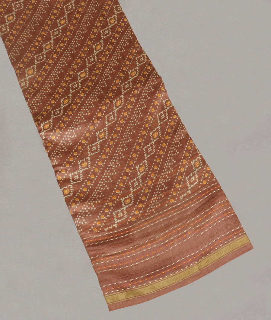 Brown Soft Printed Cotton Saree T408195-image
