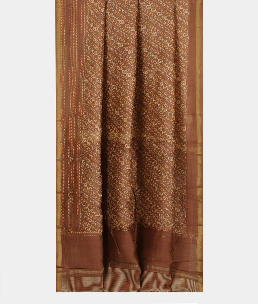 Brown Soft Printed Cotton Saree T4081952