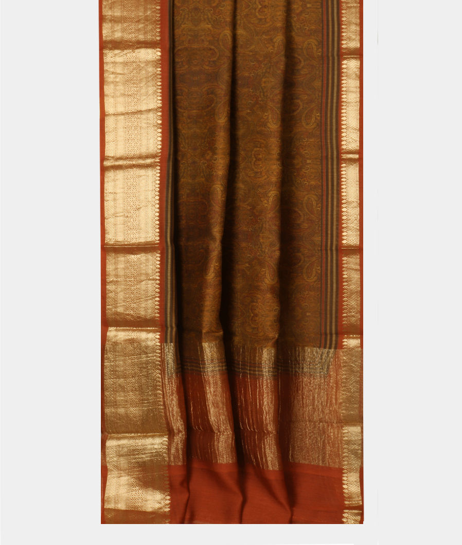 Brown Tussar Printed Saree T2985912