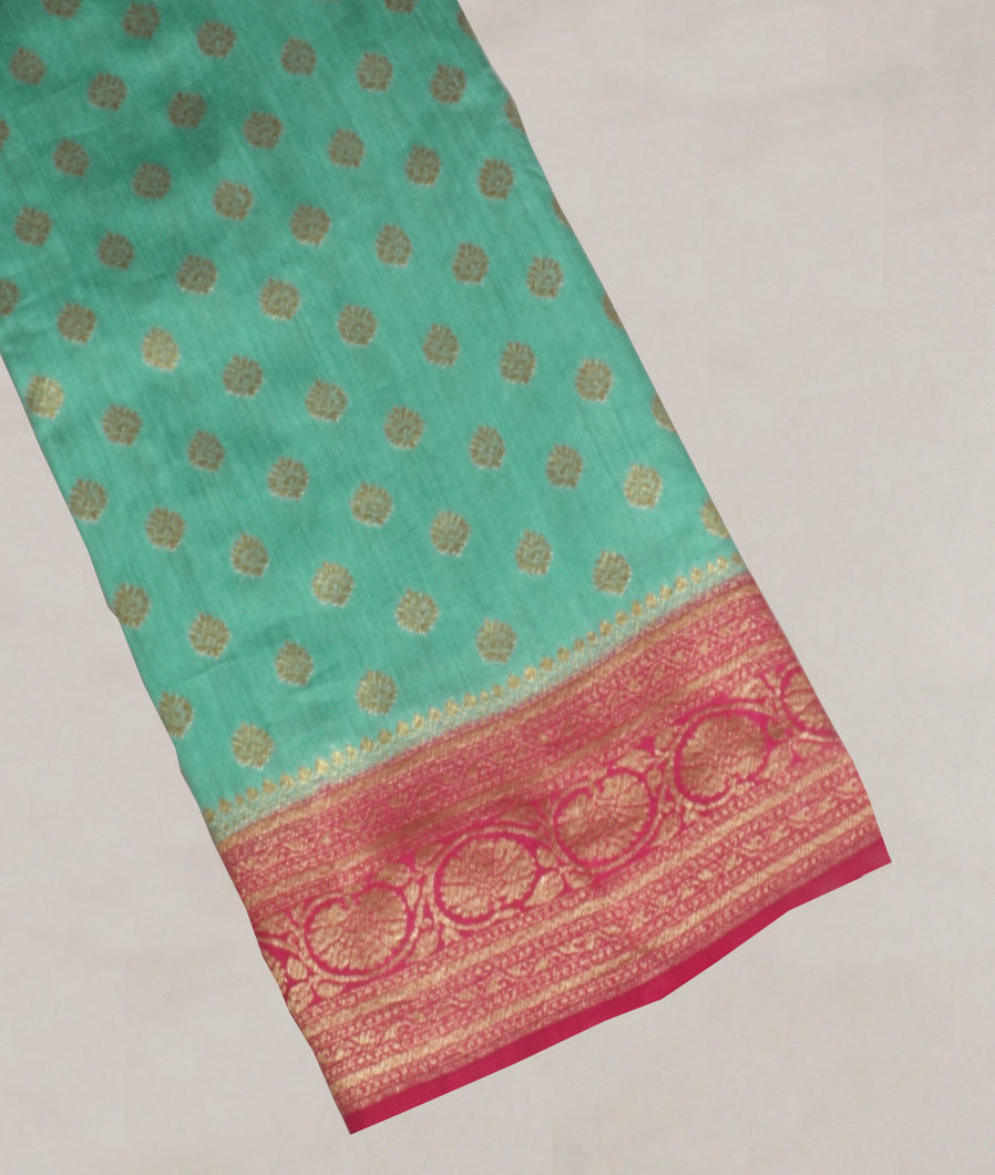 Green Banaras Tussar Saree T389634-image