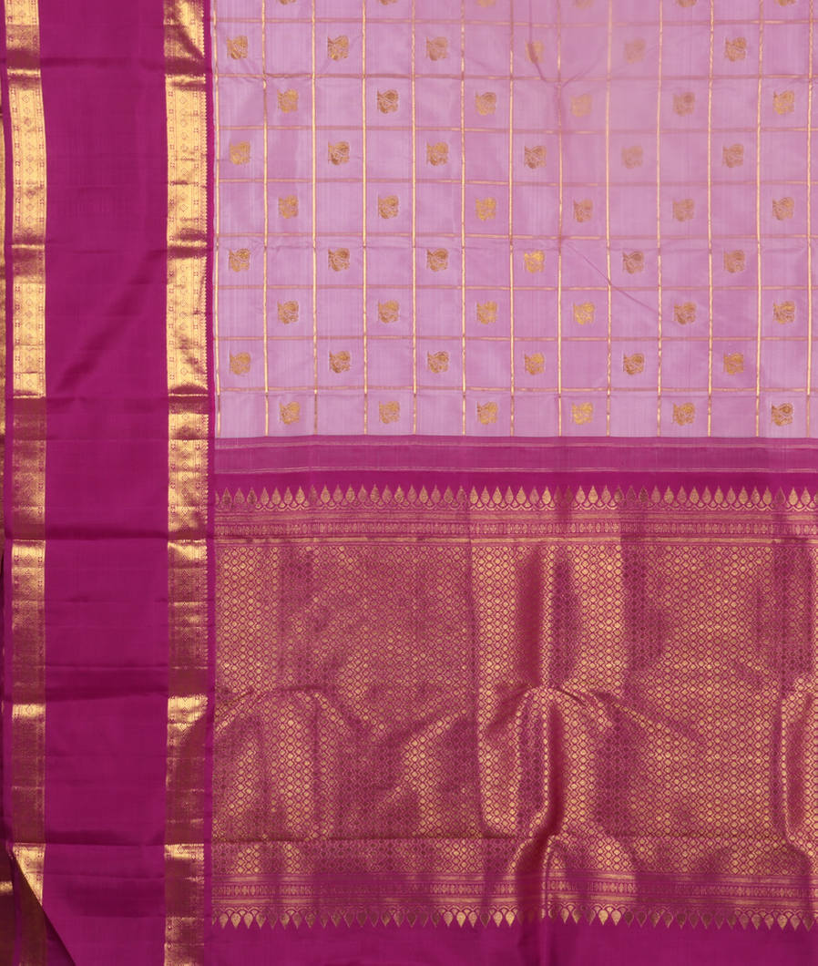 Lavender Handwoven Kanjivaram Silk Saree T3878414