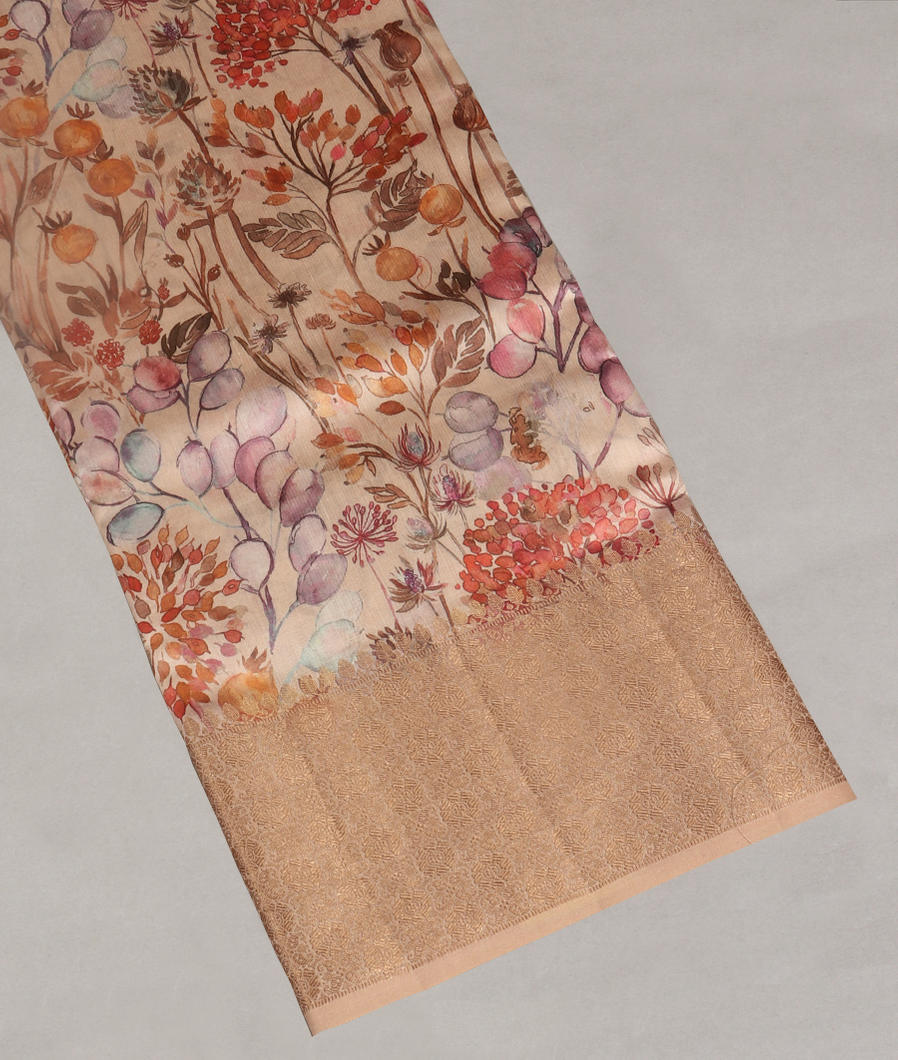 Light Peach Chaniya Silk Saree T384631-image