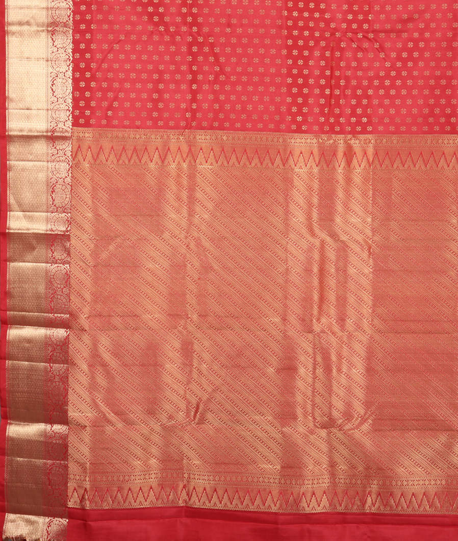 Salmon Pink Handwoven Kanjivaram Silk Saree T4105584