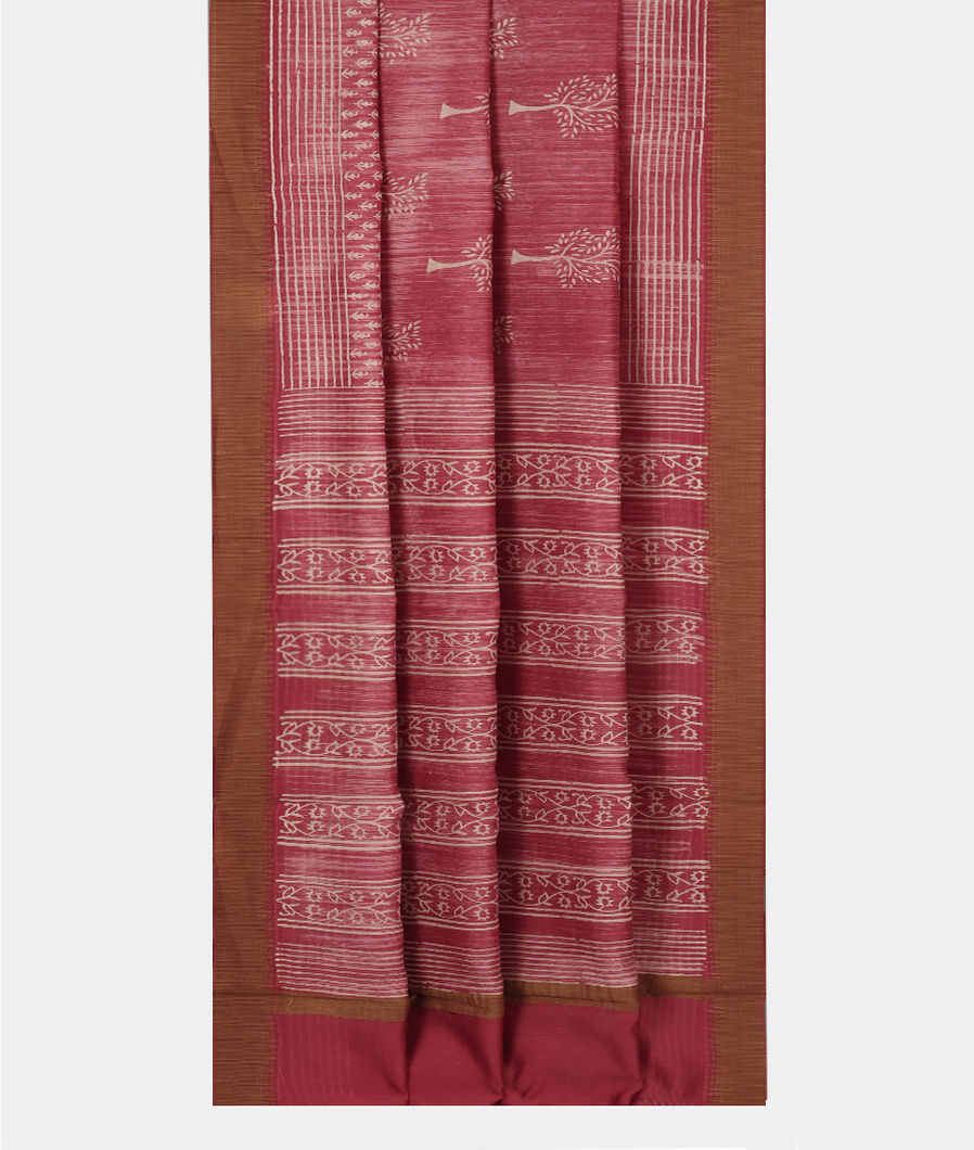 Pink Soft Printed Cotton Saree T4111392