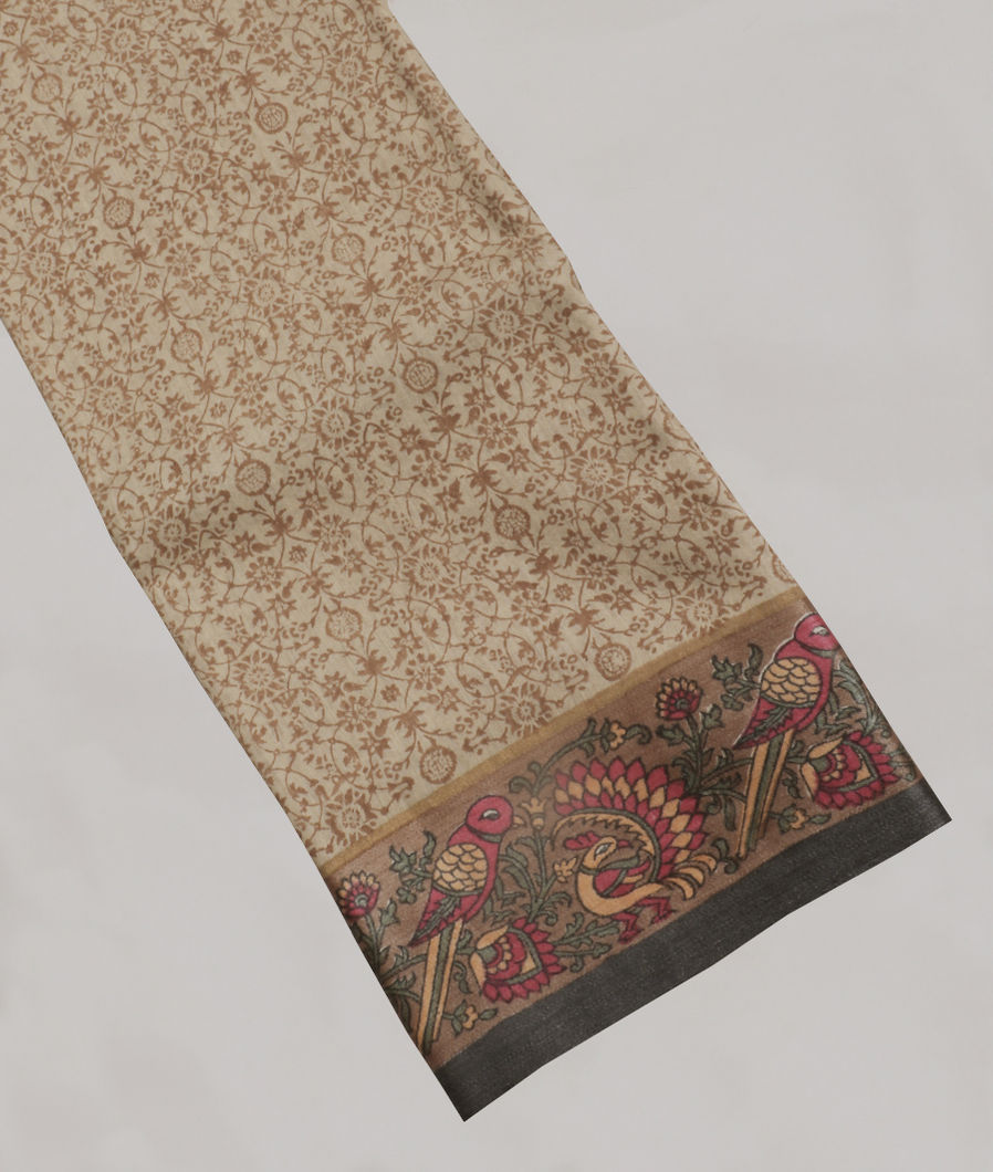Beige Tussar Printed Saree T216520-image