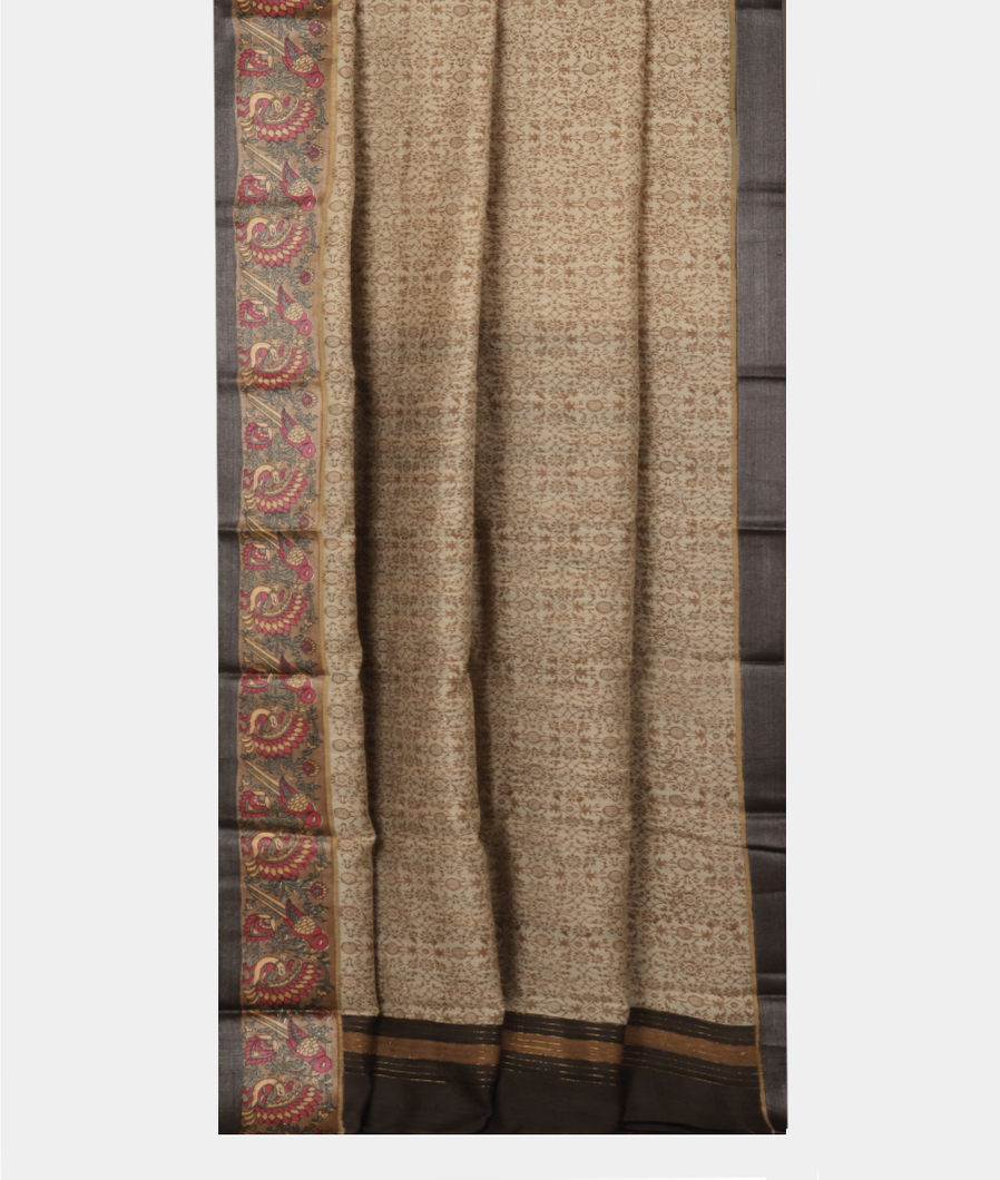 Beige Tussar Printed Saree T2165202