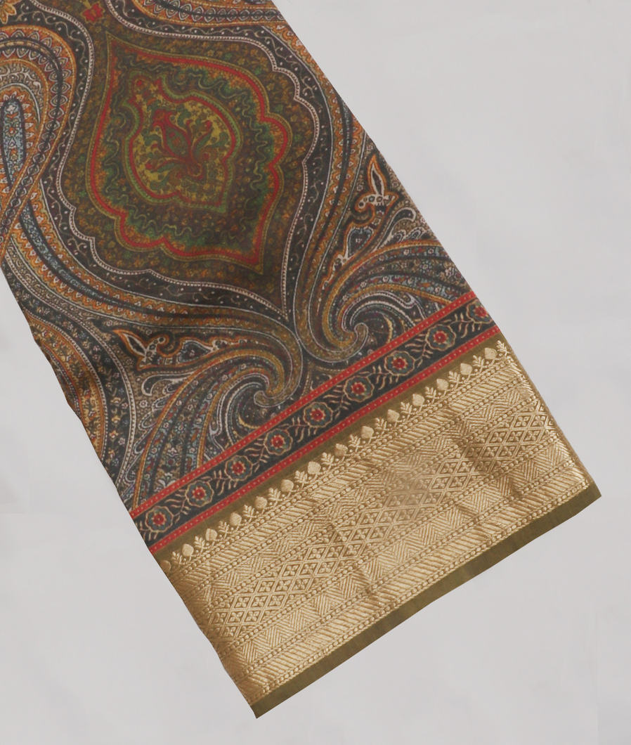 Multicolour Tussar Printed Saree T298582-image