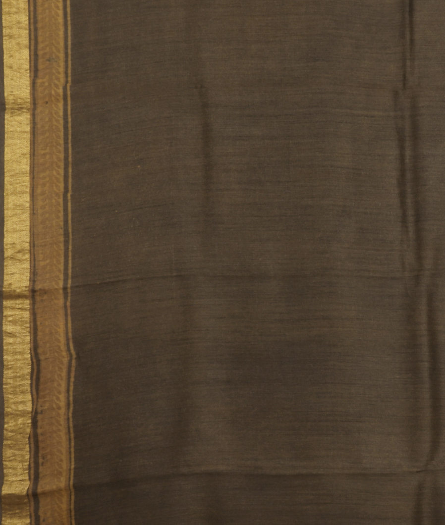 Brownish Grey Tussar Printed Saree T98473