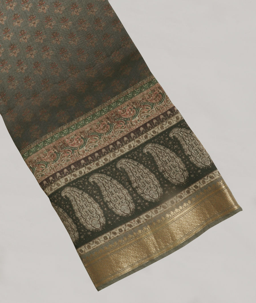 Grey Tussar Printed Saree T298612-image