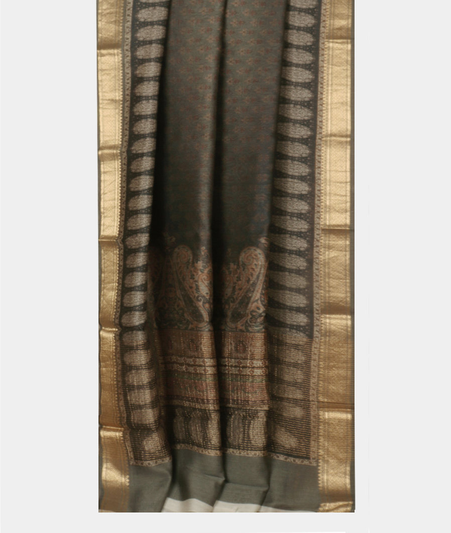 Grey Tussar Printed Saree T2986122