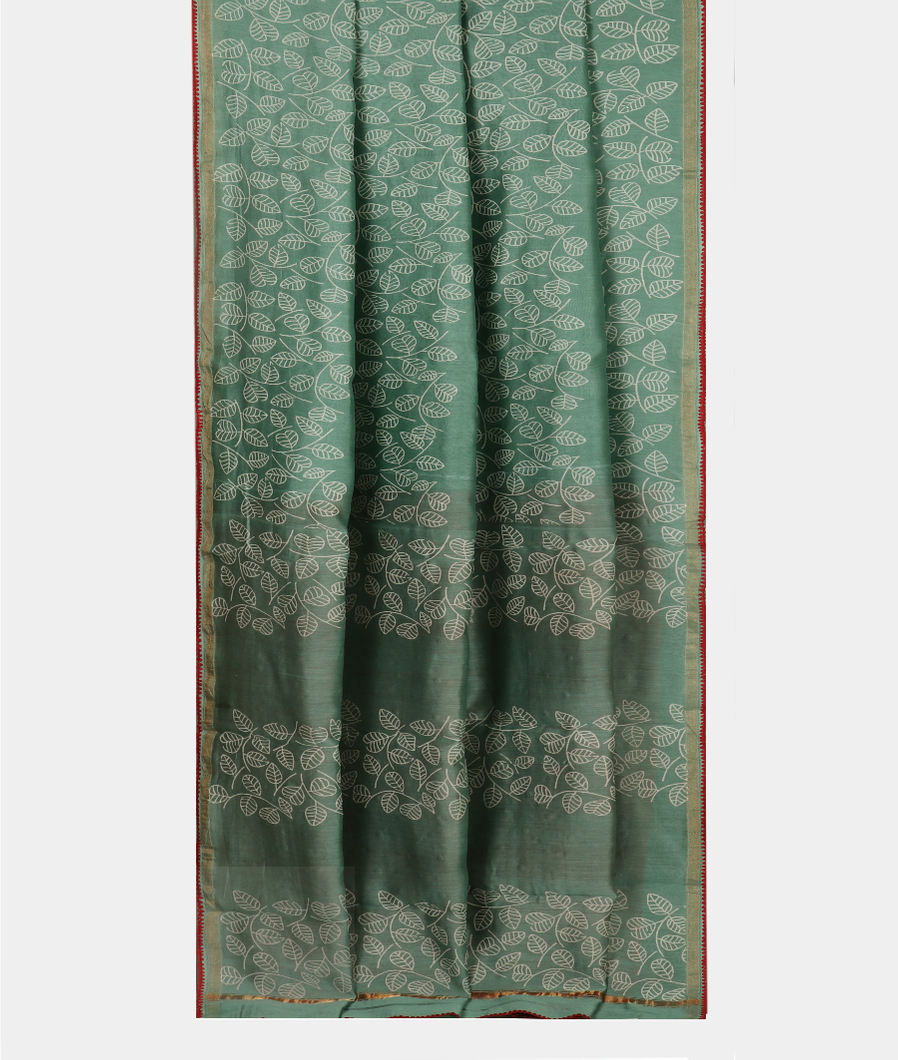 Green Chanderi Cotton Saree T4111202