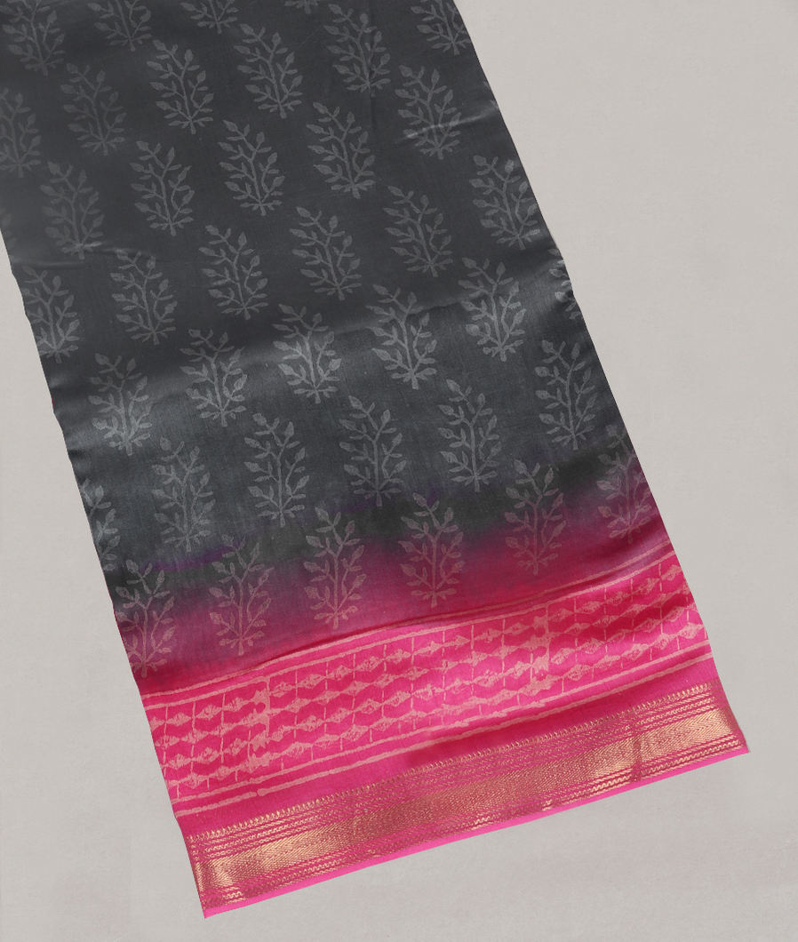Grey Soft Printed Cotton Saree T411160-image