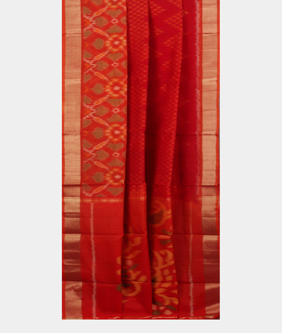 Red Pochampalli Silk Cotton Saree T4167912