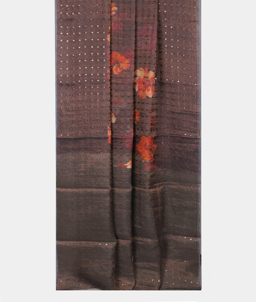 Midnight Blue Tissue Tussar Printed Saree T4134822