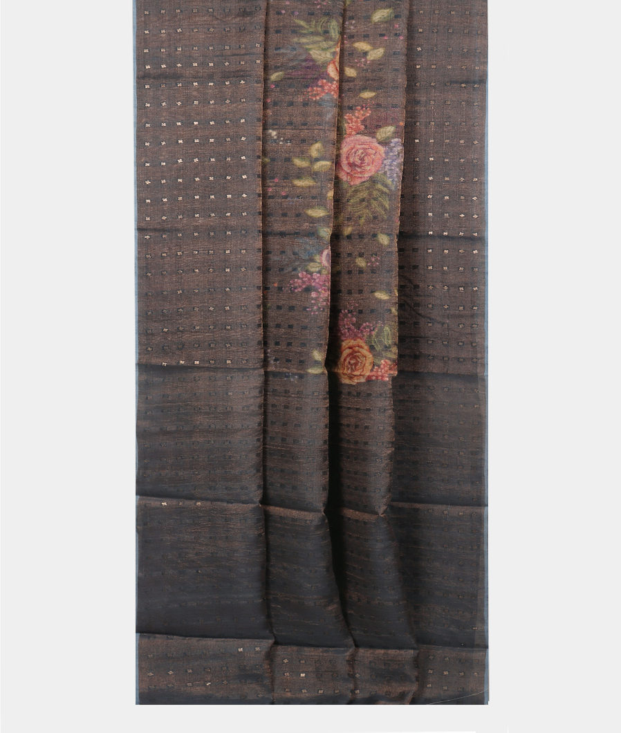 Blue Tissue Tussar Printed Saree T4134802