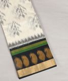 White Pochampalli Silk Cotton Saree T4168041