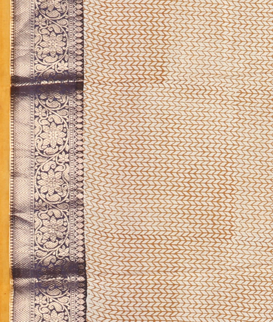 Cream Printed Silk Saree T2982823