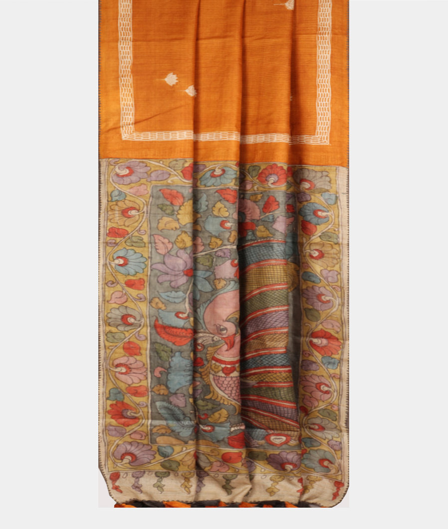 Yellow Tussar Printed Saree T4150462