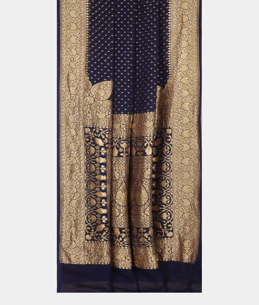 Blue Banaras Georgette Silk Saree T3548612