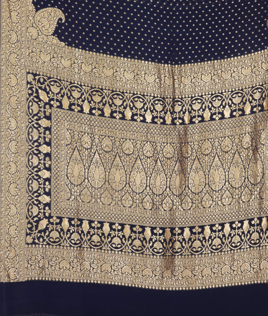 Blue Banaras Georgette Silk Saree T3548614