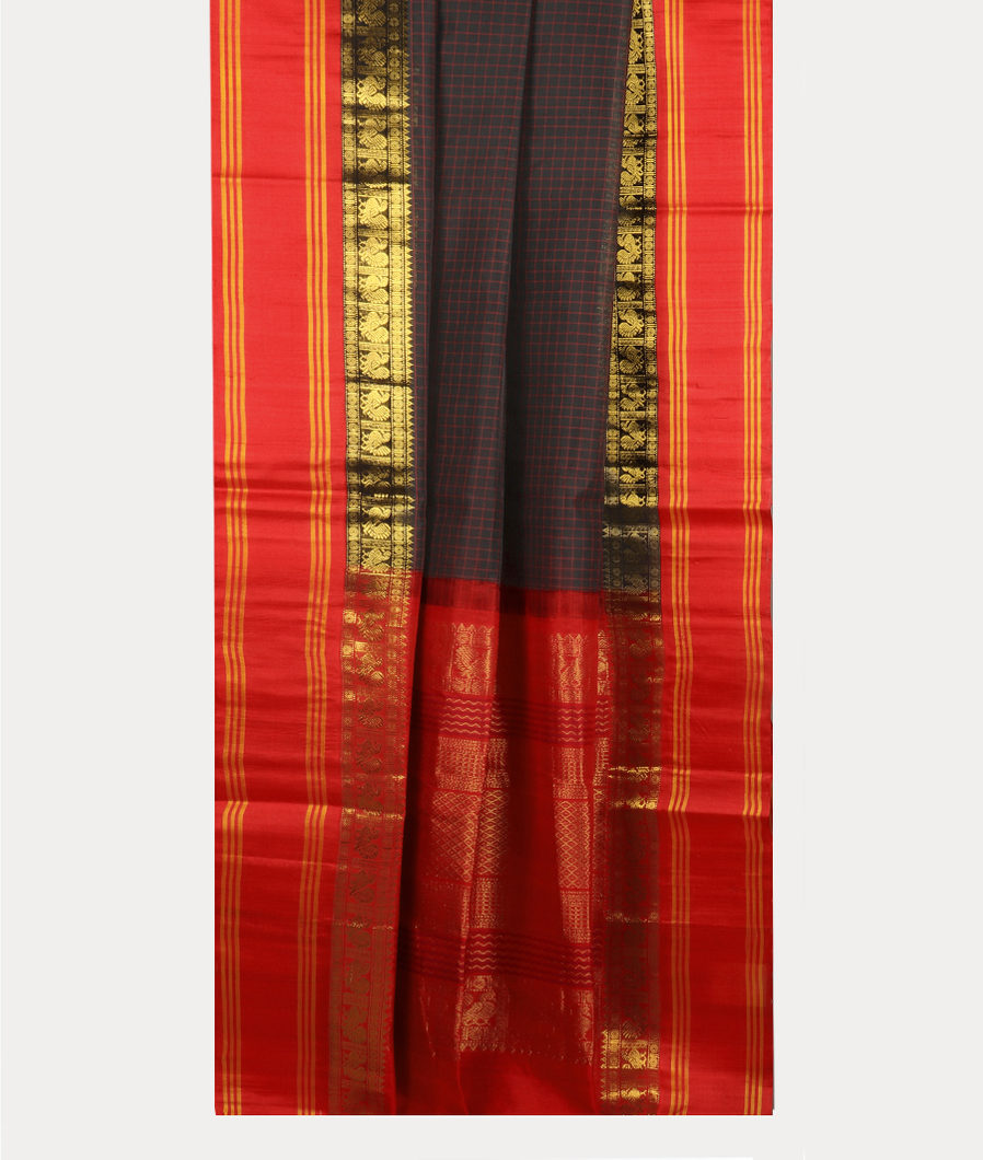 Black Silk Cotton Saree T4166532