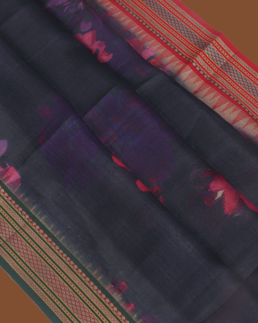 Midnight Blue Vidarbha Tussar Saree T406625-image