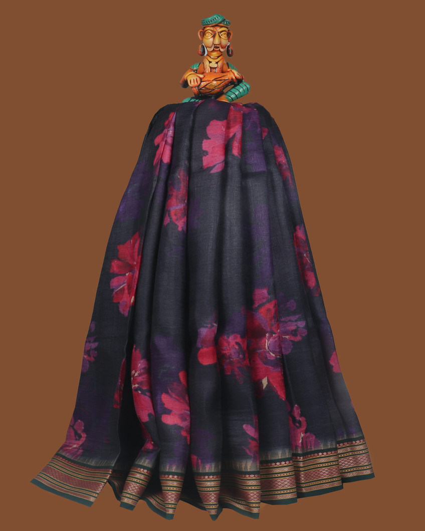Midnight Blue Vidarbha Tussar Saree T4066252