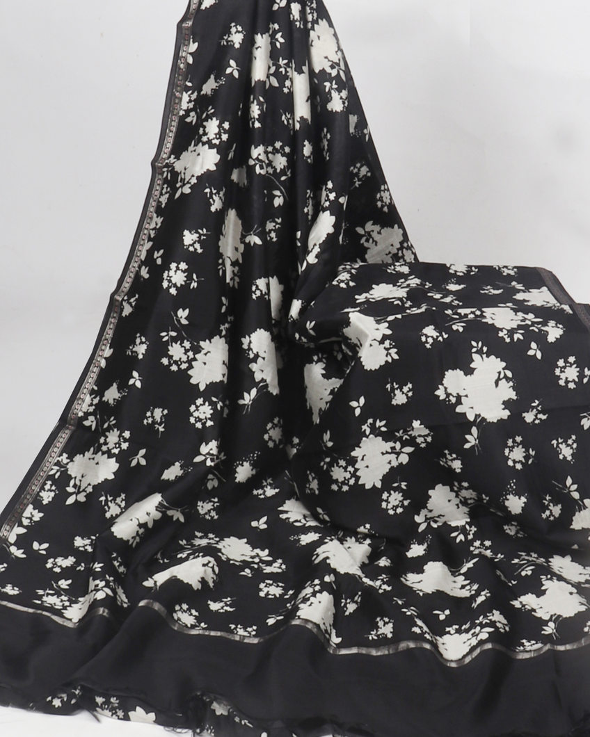 Black Chaniya Silk Saree T4169342