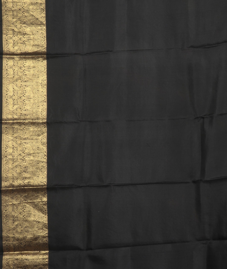 Black Printed Soft Silk Saree T4066193