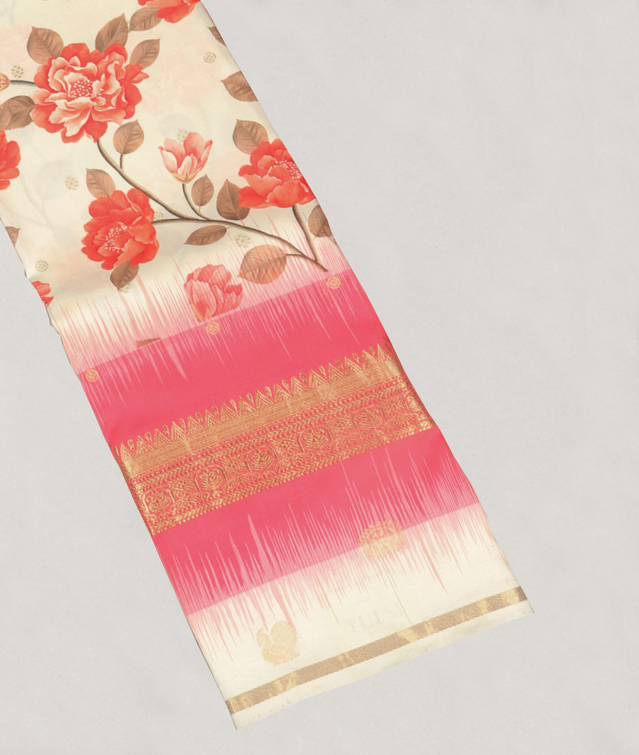 Off - White Printed Soft Silk Saree T297053-image