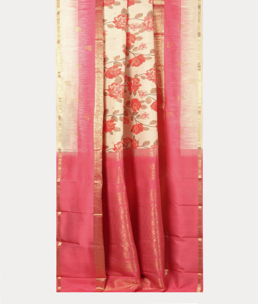 Off - White Printed Soft Silk Saree T2970532