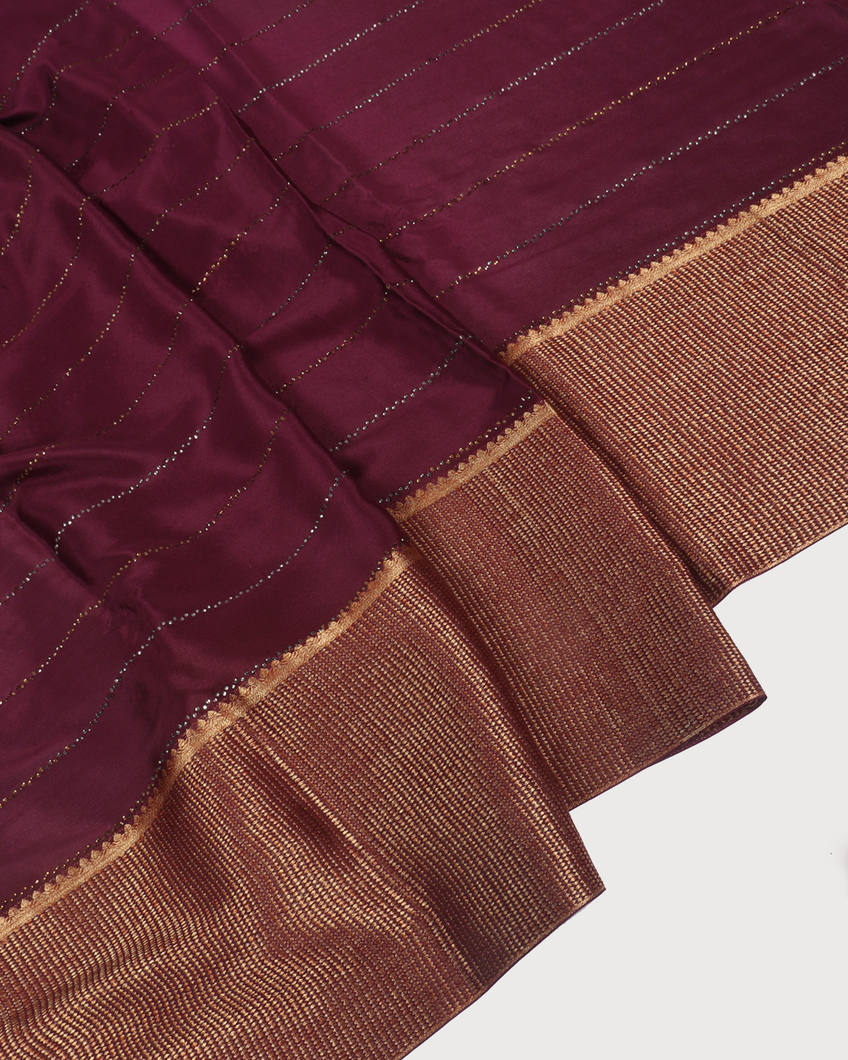 Wine Purple Mysore Silk Saree T418353-image