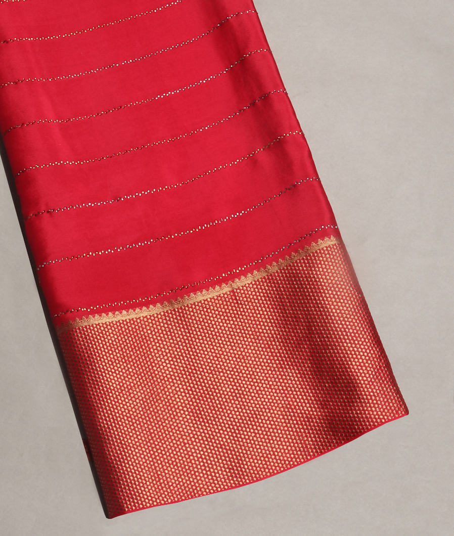 Red Mysore Silk Saree T418354-image