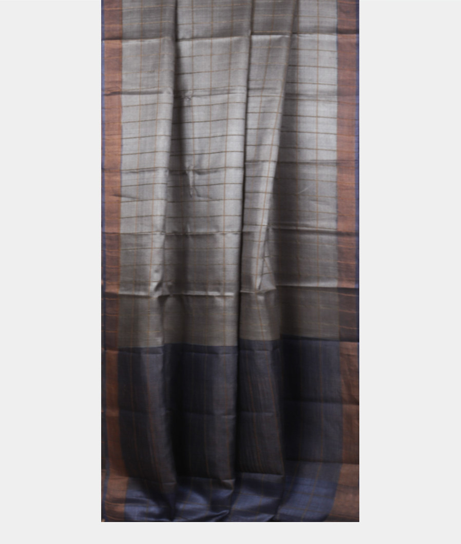 Grey Woven Tussar Saree T4163222