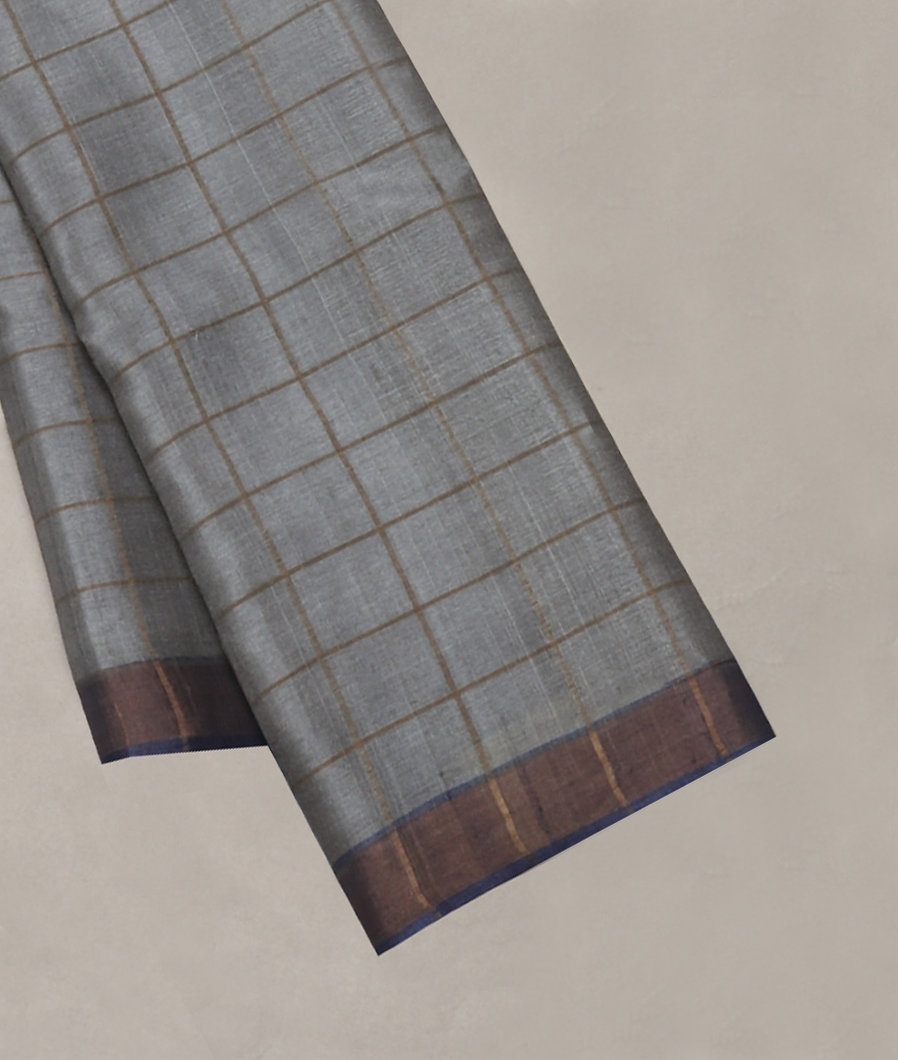 Grey Woven Tussar Saree T416322-image