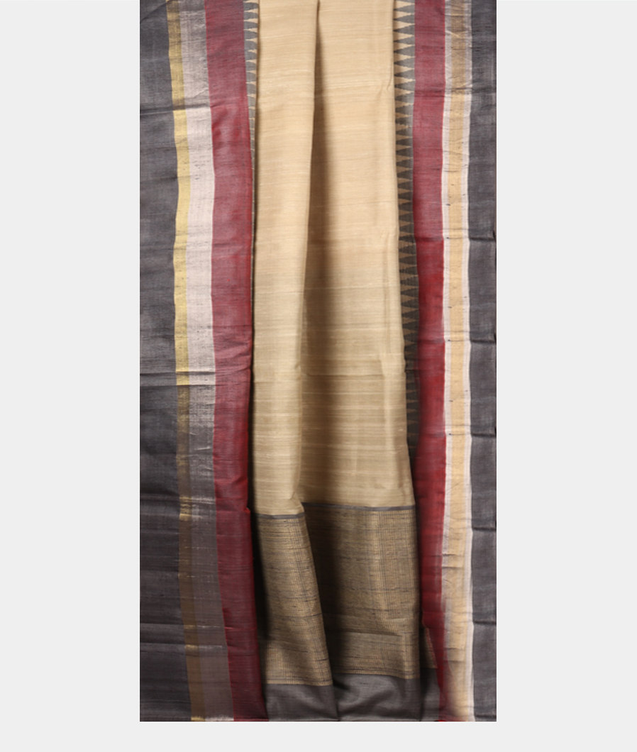 Beige Woven Tussar Saree T3691652