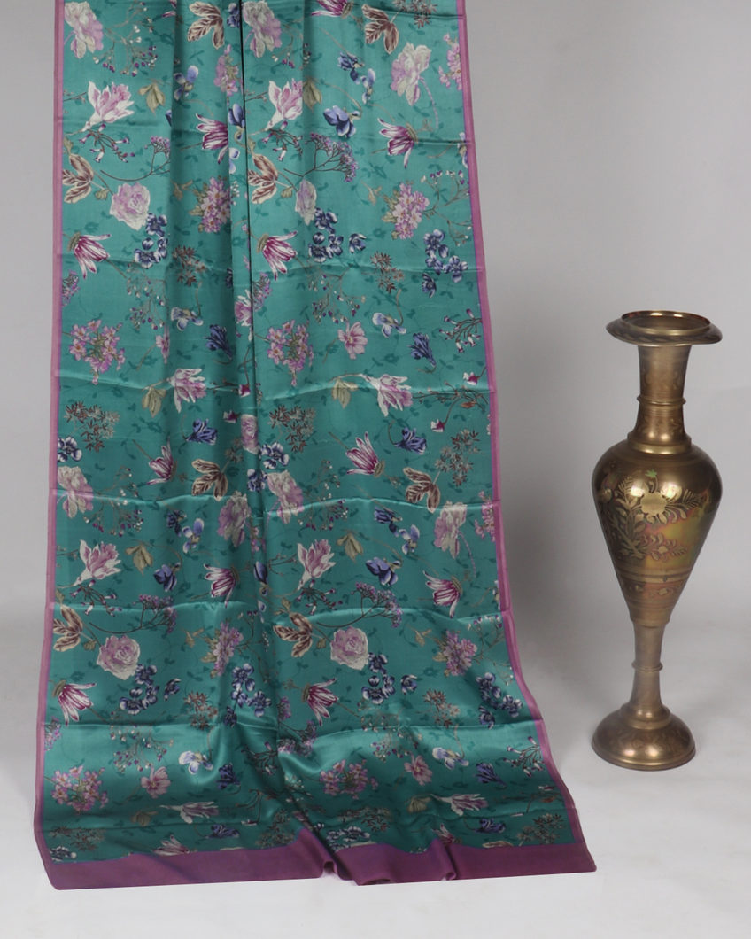 Blue Satin Crepe Silk Saree T417261-image