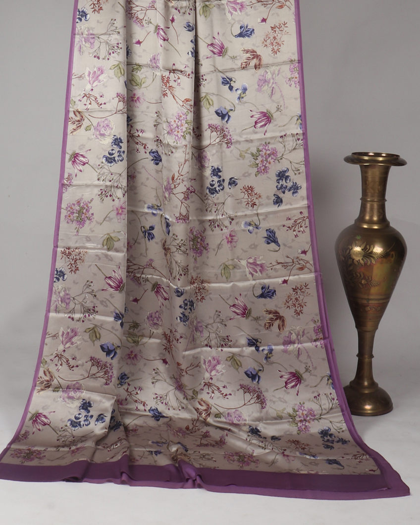 Grey Satin Crepe Silk Saree T417259-image