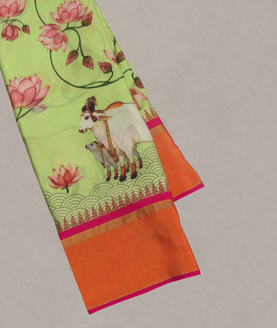 Green Printed Soft Silk Saree T419190-image