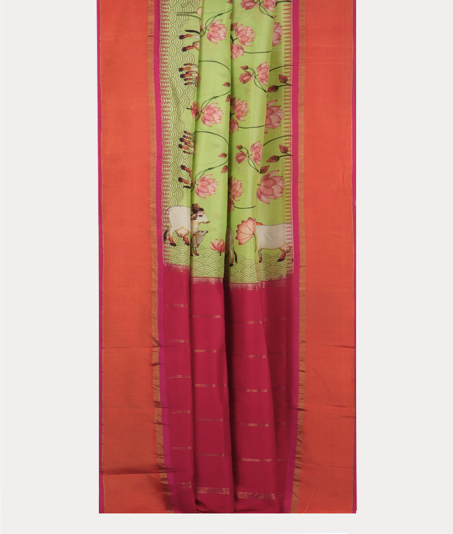 Green Printed Soft Silk Saree T4191902