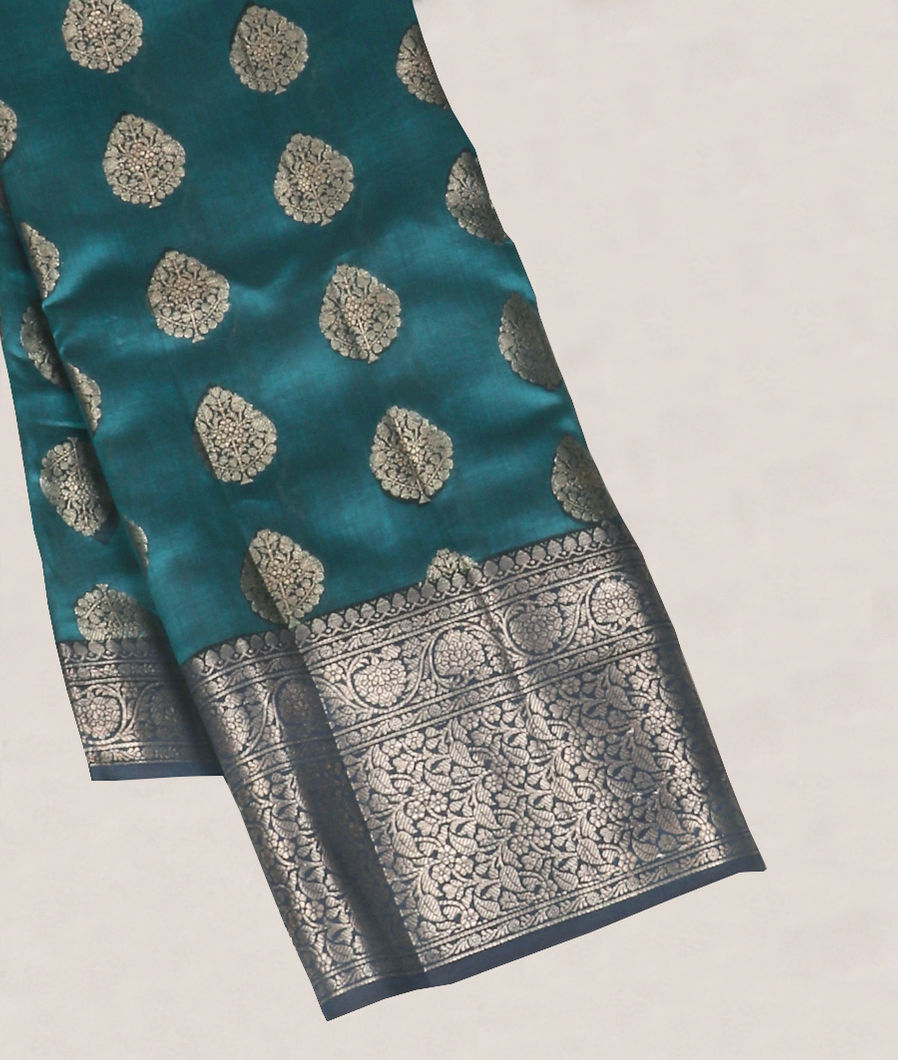 Peacock Blue Chaniya Silk Saree T415699-image