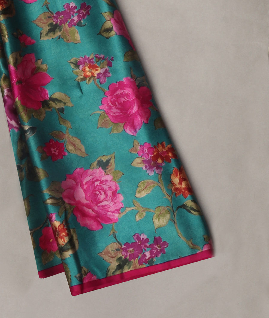 Blue Satin Crepe Silk Saree T417268-image