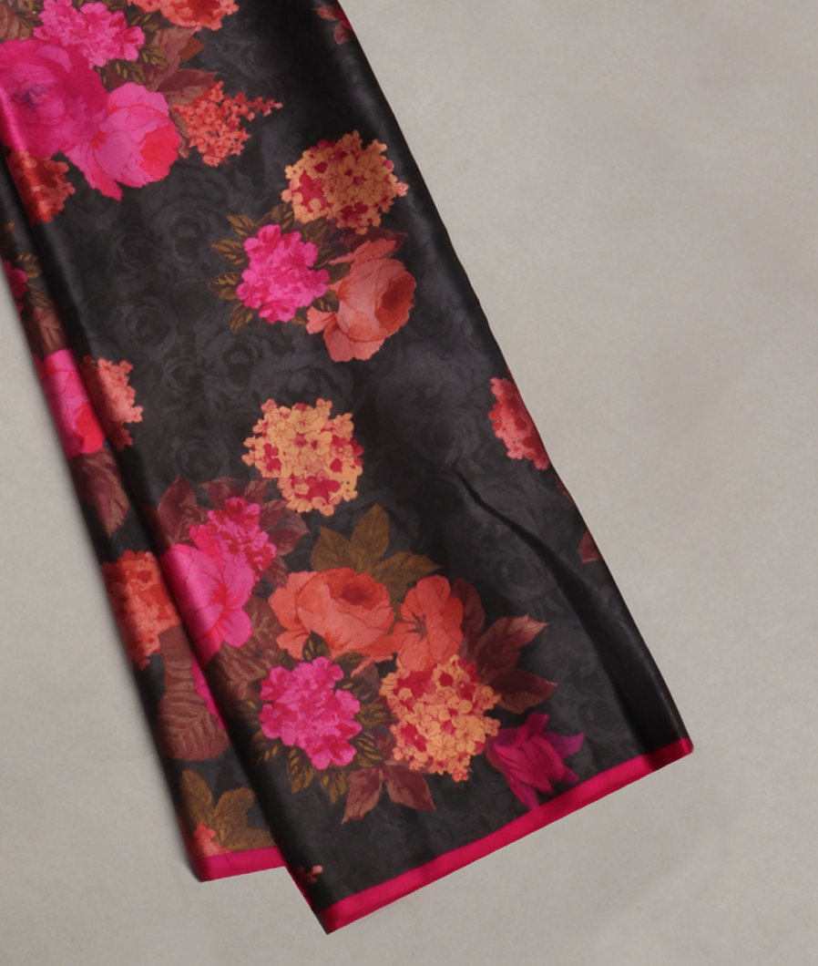 Black Satin Crepe Silk Saree T417263-image