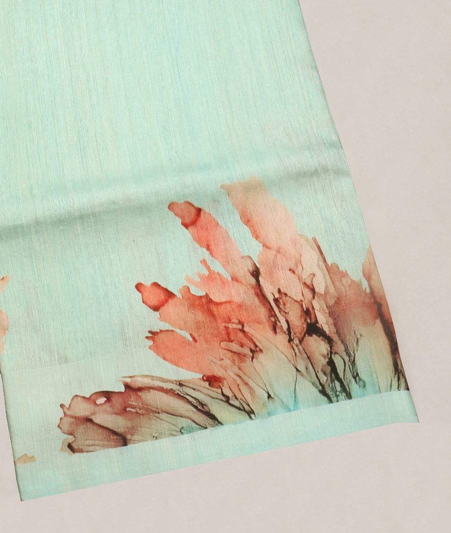 Green Tussar Printed Saree T357338-image