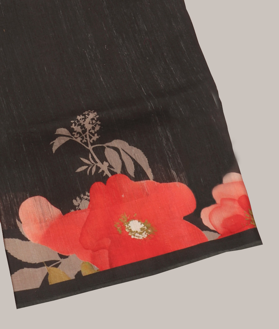 Black Tussar Printed Saree T404851-image