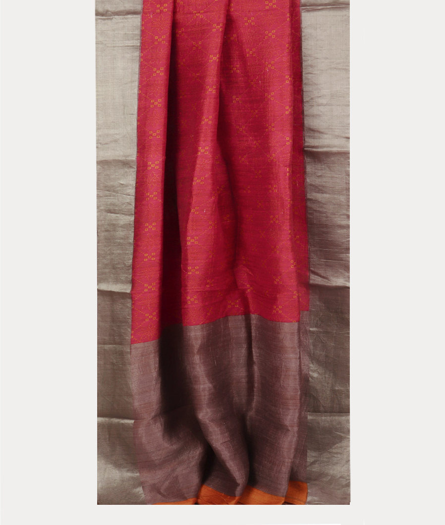 Magenta Tussar Printed Saree T4161672