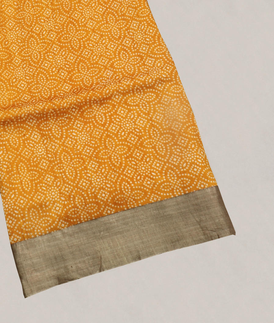 Yellow Tussar Printed Saree T404825-image